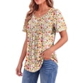 thumbnail image 4 of Fantaslook Blouses for Women Pleated Short Sleeve Tunic Tops Dressy Casual Summer Shirts, 4 of 9
