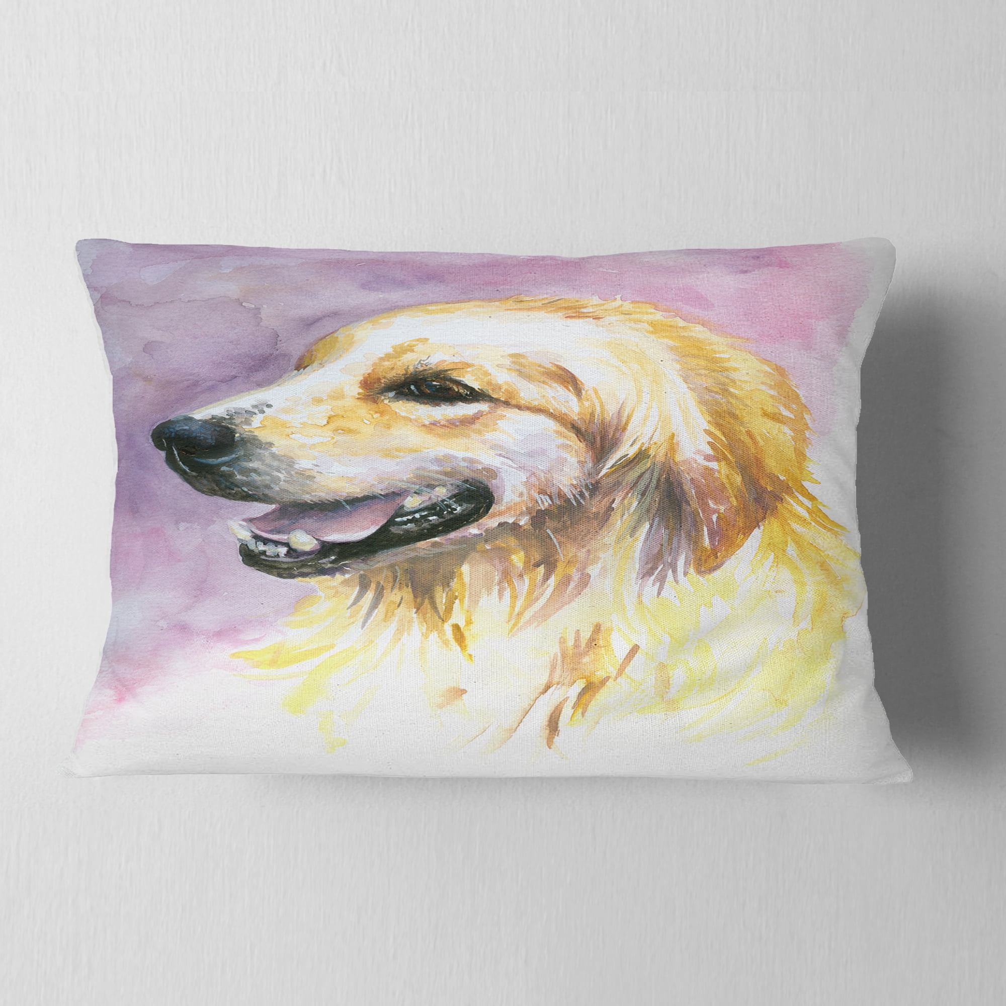 Designart Sweet Yellow God Watercolor - Abstract Throw Pillow - 12x20
