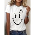 thumbnail image 1 of Women'S Green T-Shirt with Playful Cartoon Face Graphic - Casual Crew Neck Short Sleeve Top for Spring & Summer, Casual Wear | Playful Graphic Top | Comfortable Fit, Ladies T Shirts, 1 of 5
