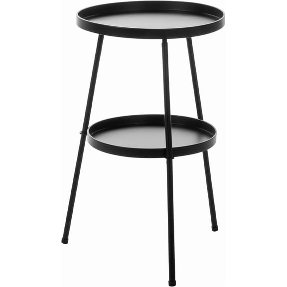 Outdoor Side Table 2 Tier End Table Metal Round Coffee Tables Nightstand for Small Spaces Indoor Outdoor and Living Room Bedroom or Office