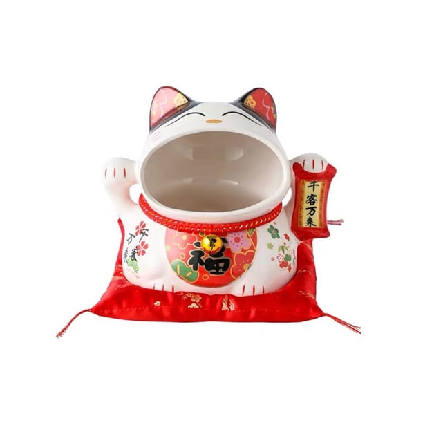 Toystoory Caja de cerámica de boca grande para dulces, estatuilla de gato de la suerte, alcancía, llave de la fortuna, tarro de Chocolate, contenedor, Decoración Toystoory HA077118-00