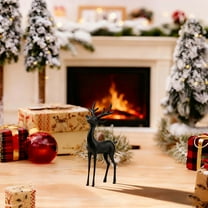 Japceit Christmas Reindeer Figurine, Imitation Metal Deer Family Sculpture Set, Elegant Entryway Decor for Home, Porch and Interior Display