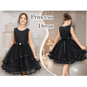 Sunny Fashion Flower Girl Dress Black Wedding Party Bridesmaid Dress 10 Years
