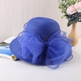 thumbnail image 3 of Mengen Women's Organza Tea Party Wedding Hat UV Protection Wide Brim Sun Hat/Royal Blue, 3 of 4