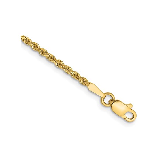 Diamond Cut Rope Chain Bracelet in 14K Yellow Gold 7 inches (2.00 mm) for Men