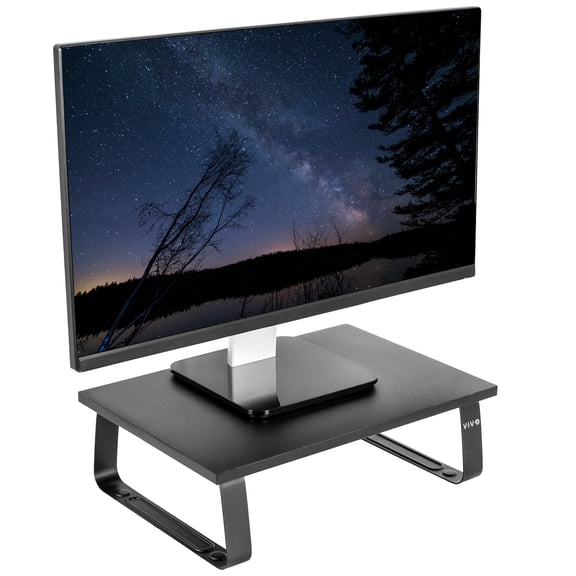 VIVO Black Wood 15" Wide Desktop Stand Ergonomic Monitor Riser and Desk Tabletop Organizer (STAND-V000DS)