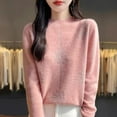 thumbnail image 5 of UTSJKR Women's Snowflake Graphic Sweater Slim Fit Knit Long Sleeve Half Turtleneck Pullover Shirts Winter Comfortable Thermal Blouse Pink XL, 5 of 10