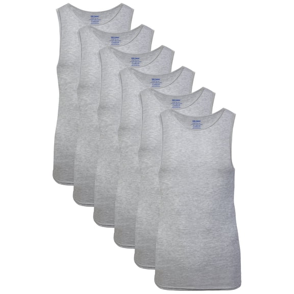 Gildan Men's A-Shirt Tanks, Multipack, Style G1104, Sport Grey (6-pack), Large