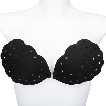 SAYFUT Self Adhesive Silicone Bra Strapless Bra 3/4 Cup Push up Invisible Bra Suit For Backless Dresses Wedding Party  Beige/ Black