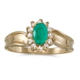 thumbnail image 1 of 10k Yellow Gold Oval Emerald And Diamond Ring, 1 of 1