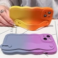 thumbnail image 5 of for iPhone 12 Pro Max Case with Strap Cute Curly Wave Frame Shape Kawaii Gradient Color Kickstand Phone Case for Women Girls Slim Shockproof Soft Full Camera Protective Cover, 6.7"-Blue Red, 5 of 8