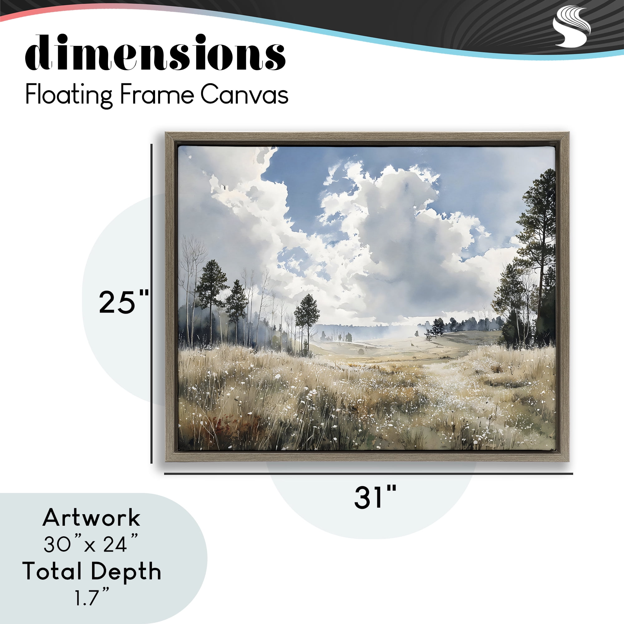 Stupell Industries Blue Kissed Landscape Brown Framed Floater Canvas Wall Art, design by Franklyn Gregory