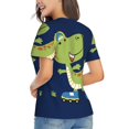 thumbnail image 2 of Goofa Dino Playing Roller Skate Pattern Women's Slim-Fit Short-Sleeve V-Neck T-Shirt,Classic-Fit Short-Sleeve V-Neck T-Shirt-Small, 2 of 5