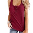 thumbnail image 2 of Camiseta sin mangas con botones y cuello en U para mujer, camisa informal elegante de punto acanalado de Color puro, sin mangas, para trabajo de oficina, 2 of 6