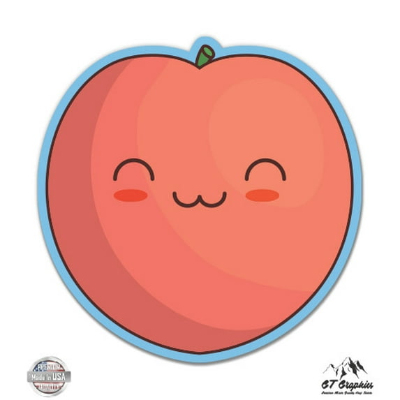 Peach Kawaii Style Cute Japanese - 8" Vinyl Sticker - For Car Laptop I-Pad - Waterproof Decal