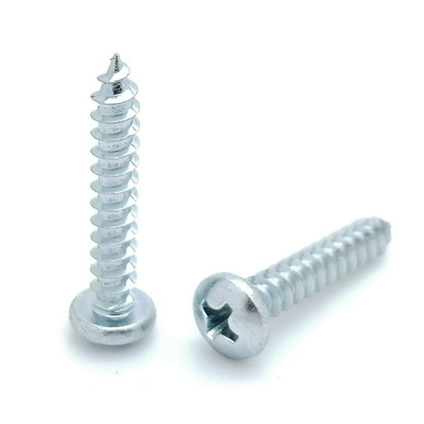 100 Qty 8 x 1" Zinc Phillips Pan Head Wood Screws (BCP378) Walmart