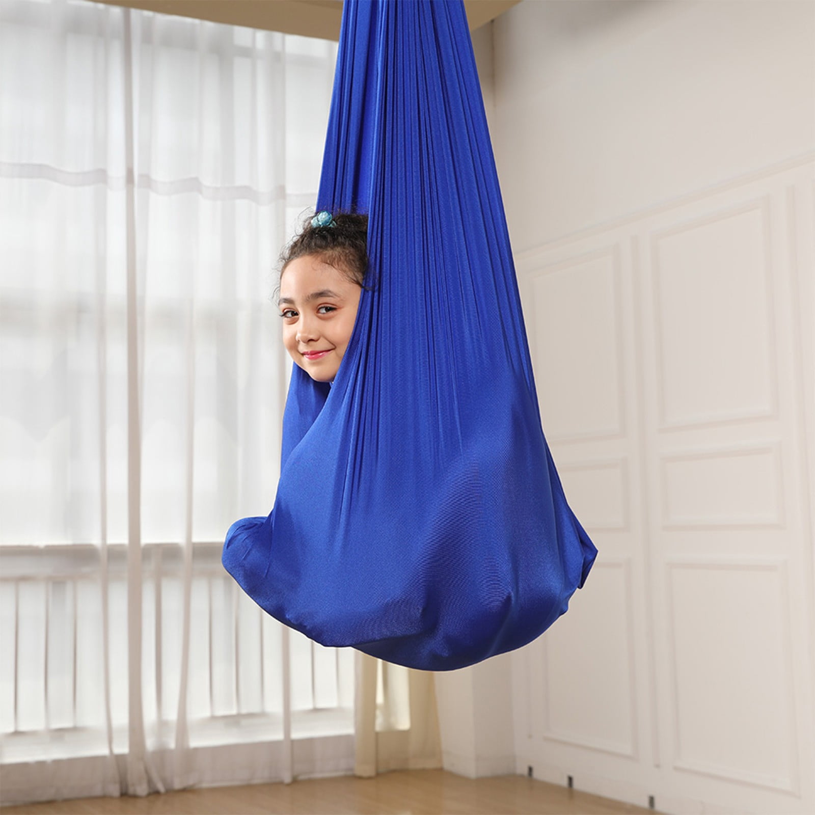 UAYOTSE Indoor Swing Hammock Set Sensory Training and Relaxation Swing Chair for Children, Elastic Hammock for Sensory Rich Experiences, Blue