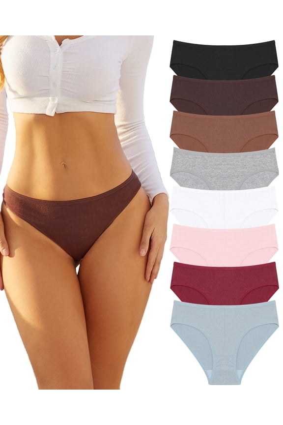 IF YOU Cotton Underwear For Women Breathable Soft Bikini Panties Low Rise Hipster Ladies Soft Cheeky S-XL 8 Pack