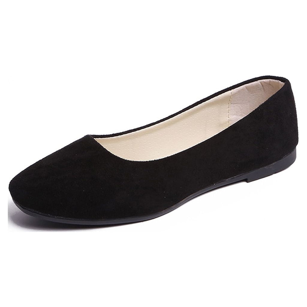 women solid classic square toe ballet flat shoes single shoes casual shallow mouth flat shoes for spring black size 5.5