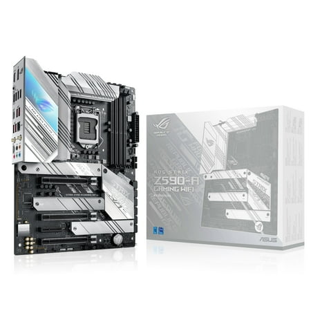 ROG Strix Z590-A Gaming WiFi 6 LGA 1200(Intel® 11th/10thGen) ATX White Scheme Gaming Motherboard (14+2 Power Stages, DDR4 5133, WiFi 6, Intel® 2.5 Gb LAN, Thunderbolt™ 4, 3x M.2/NVMe SSD)