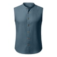 thumbnail image 4 of Mens Sleeveless Button Down Shirts Linen Cotton Summer Beach Basic Tank T-Shirt Tops, 4 of 5