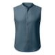 thumbnail image 5 of Top de Hombro Frío Camisa de Lino de los Hombres sin Mangas Cuello Redondo Color Sólido Botón Básico Delantero Top de Vacaciones Casual, 5 of 6
