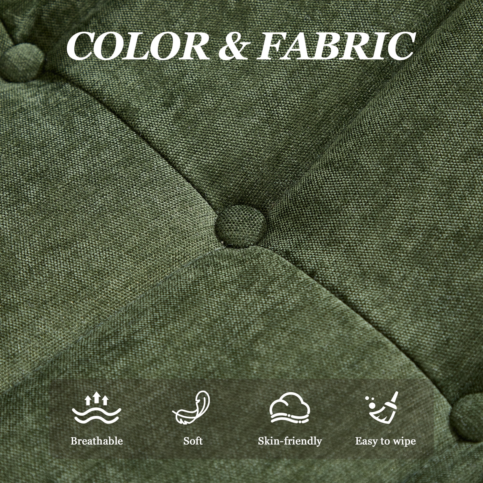 MOONMISS Chenille Fabric Chaise Lounge Chair with Ottoman, Ergonomic Lazy Sofa for Adults, Soft Cloud Couch for Living Room, Bedroom, Green