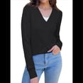 thumbnail image 1 of Cárdigan Corto Suave para Mujer, Suéter Informal Tipo Chal Negro L, 1 of 8