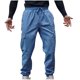 thumbnail image 2 of Pantalones largos casuales para hombre, de color sólido, con bolsillo, cintura elástica, cordón ajustable en el tobillo, para deportes al aire libre, pantalones largos de poliéster para hombre., 2 of 4