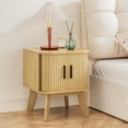 thumbnail image 6 of Pusnapku Bedside Table, 21" Fluted Nightstand with Storage and Sliding Door, Wooden Curved End Table, Small Accent Side Desk for Bedroom, Living Room, 6 of 9
