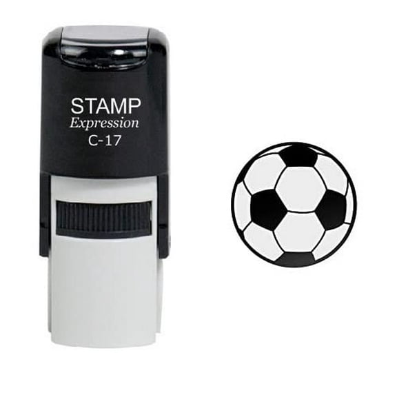 stampexpression - Soccer Ball Self Inking Rubber Stamp - Black Ink (W-6014)
