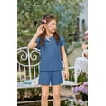 thumbnail image 3 of Arshiner Girls Summer Outfits 2 Piece Sets Ruffle Short Sleeve Button Down Shirts and Shorts Set Kids Clothes with Pockets, 3 of 7