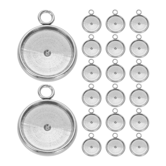BESTYASH 20Ud Bandejas Colgante Acero Inoxidable Plateado Para Fabricación De Joyería DIY Con