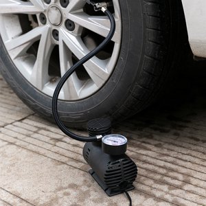 Iumwxz Smart Home Appliances 12v Portable Compressor Tire Inflator with Mechanical Pressure Gauge Inflator for Car Tires Motorcycle Bike Basketball Energy-Saving Black Plastic Holiday Travel