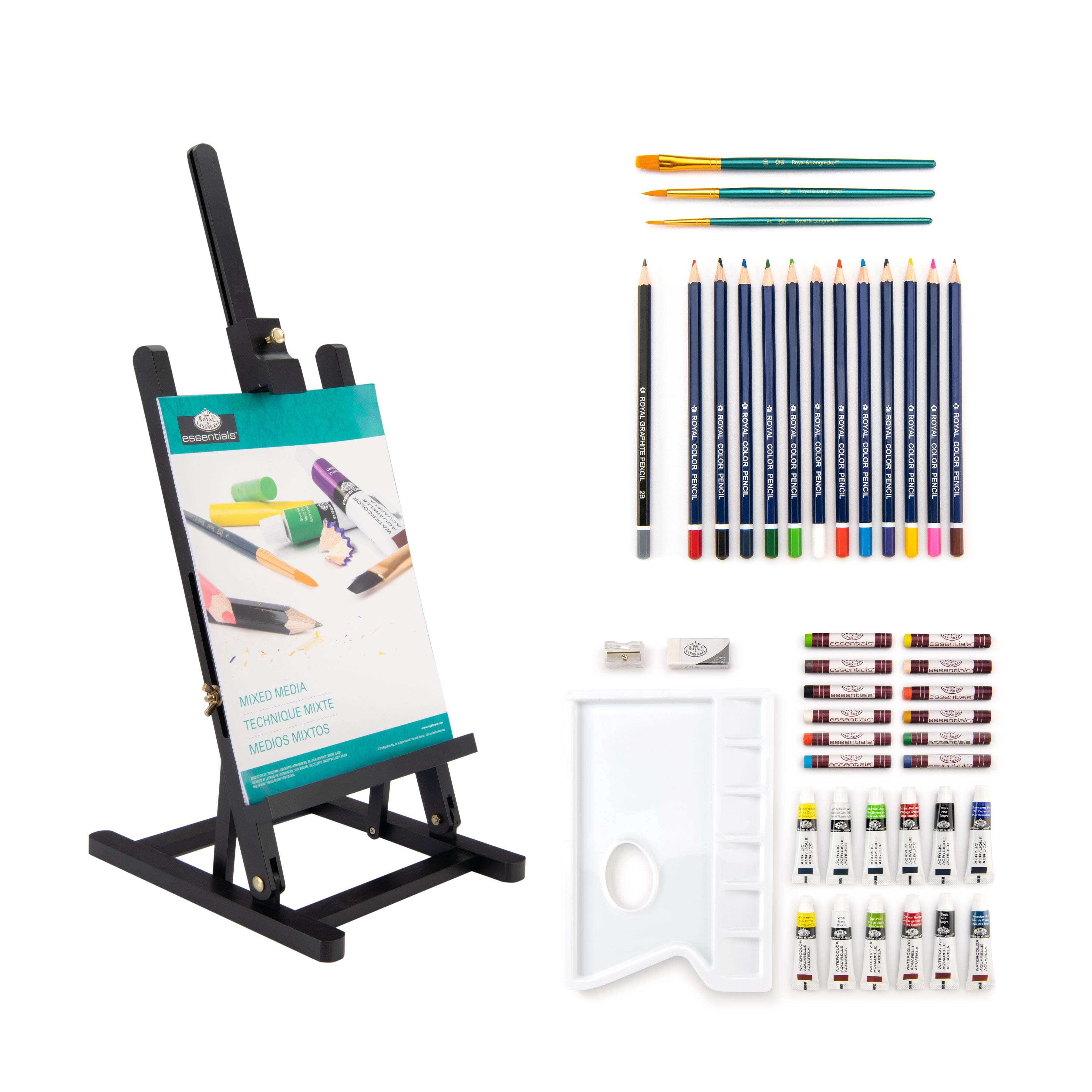 Royal & Langnickel essentials™ 45pc Black Series Mixed Media H-Frame Easel Art Set