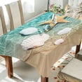thumbnail image 3 of SKYSONIC Beautiful Beach Shells and Starfish Rectangle Tablecloth,Dinner Table Cover for Outdoor & Indoor Patio, Picnic, BBQ, Holiday Party 60x108In, 3 of 7