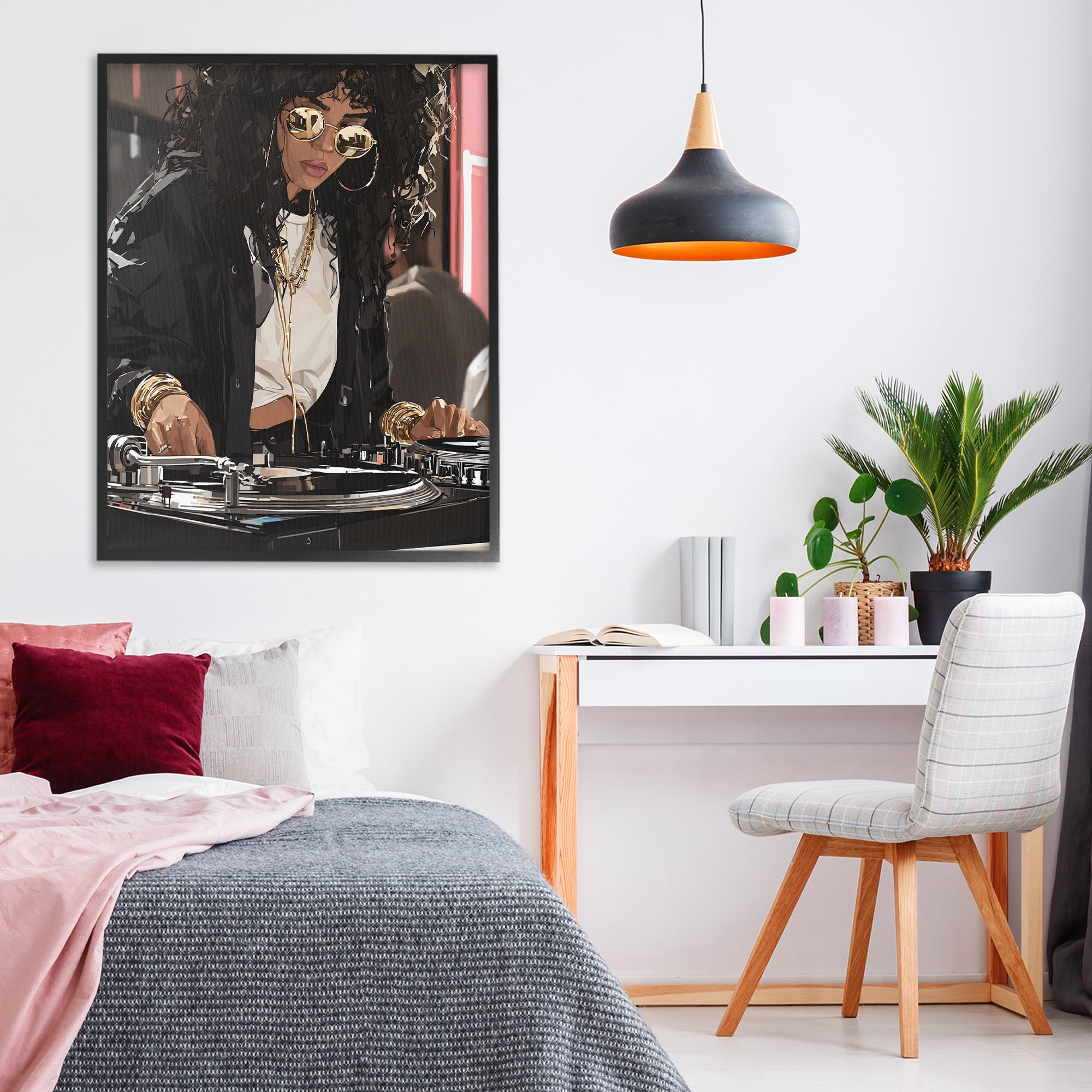Stupell Industries DJ Focused On Turntables Black Framed Giclee Art, design by Franklyn Gregory