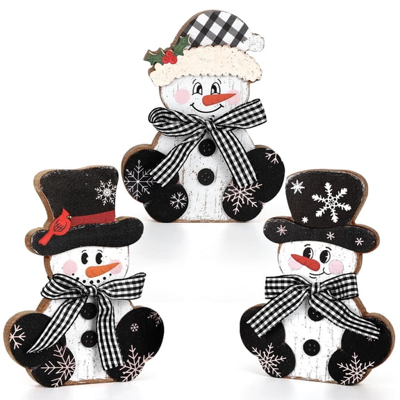 Centros de Mesa Navideños de Madera Sealmic con Muñeco de Nieve