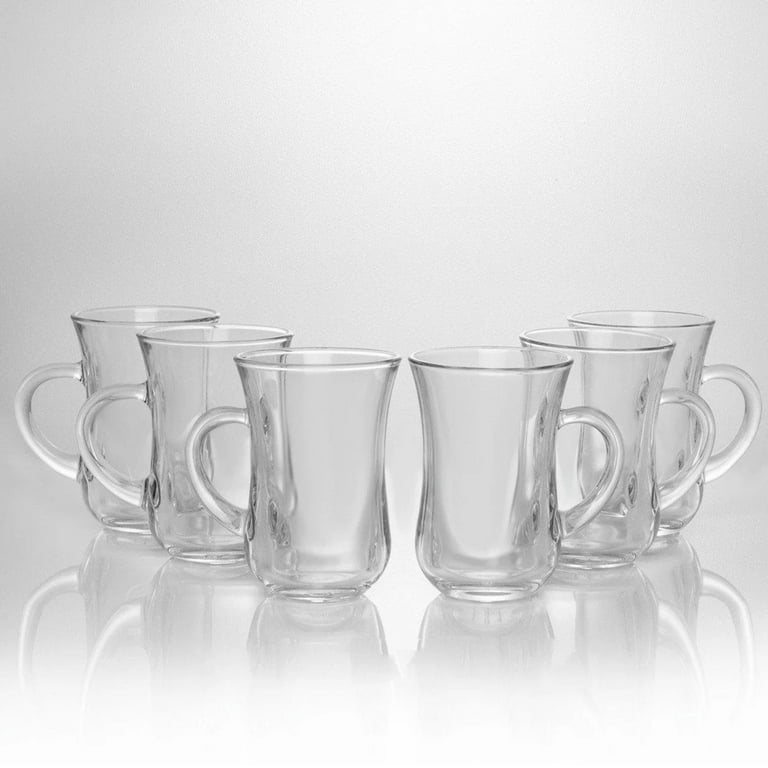 Pasabahce G4U Clear Glass Coffee Tea Cups with Handle, Coffee Tea Service Mugs Set of 6, 4.75 oz, Size: One Size