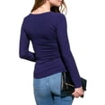 thumbnail image 4 of Doublju Women's Placket Neck Long Sleeve Ribbed Top (Plus Size Available), 4 of 4