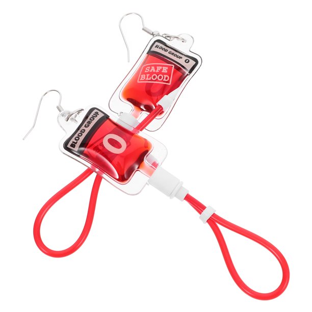 1 par de mini pendientes con dije de bolsa de sangre, divertidos pendientes para la oreja, para fiesta de Halloween