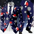 thumbnail image 2 of KKBOTIVE Men's Christmas Suits Party Funny Printed Adult Novelty Suit and Dress Pants Men's Fall Winter Outfit Jacket Dark Blue Size: S, 2 of 6