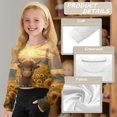 thumbnail image 6 of DISNIMO Highland Cattle Sunflower Print Girls' Cropped Sweatshirt Cute Fall Crop Tops Long Sleeve Clothes Fashion Crewneck Graphic Pullover Shirts for 5-14 Years Old, 6 of 7