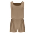 thumbnail image 7 of TaTaai Womens Smocked Ruffle Set Womens Two Piece Summer Outfit Square Neck Crop Tank And Shorts Set For Beach Gift, 7 of 7