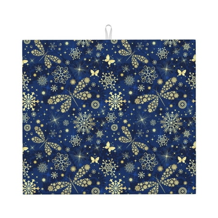 

Naloa Dark Blue Christmas Dish Drying Mat for Kitchen Counter Heat Resistant Drainer Mats Absorbent Draining Mat Dish Rack Pad 16 x18