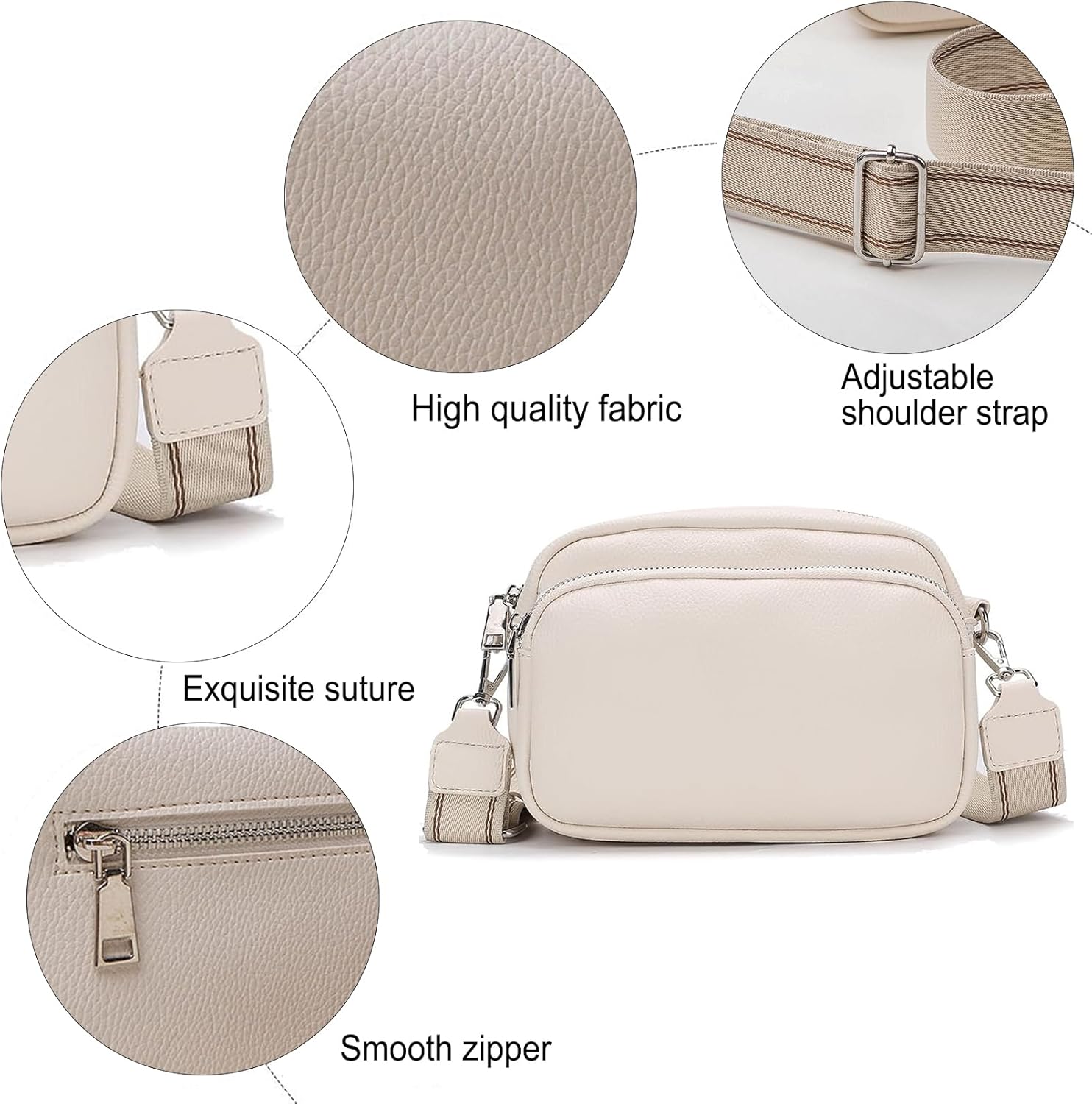 Small Shoulder Bags for Women Trendy Multi Pockets Cross Body Handbag Satchel Camera Bag Purse with Adjustable Strap
