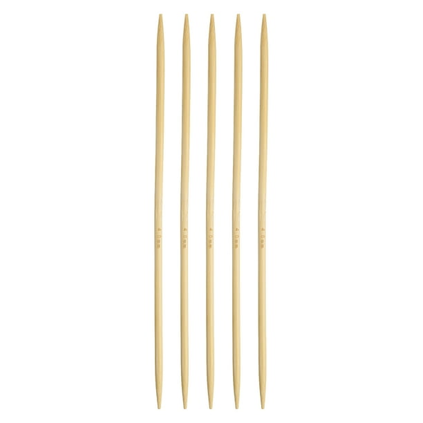 Uxcell 5Pcs Agujas de Tejer de Bambú de Punta Doble US 6(4mm) 7.87" Rectas para DIY Creativo Hecho a Mano