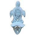 thumbnail image 1 of Dark Blue Whitewashed Cast Iron Wall Mounted Sea Turtle Bottle Opener 6", 1 of 1