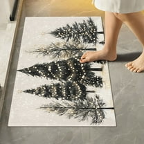 Yayeee Bath Rugs for Bathroom Floor Set of 2 Non Slip Fluffy Soft Absorbent Mat, Hand Drawn Christmas Trees