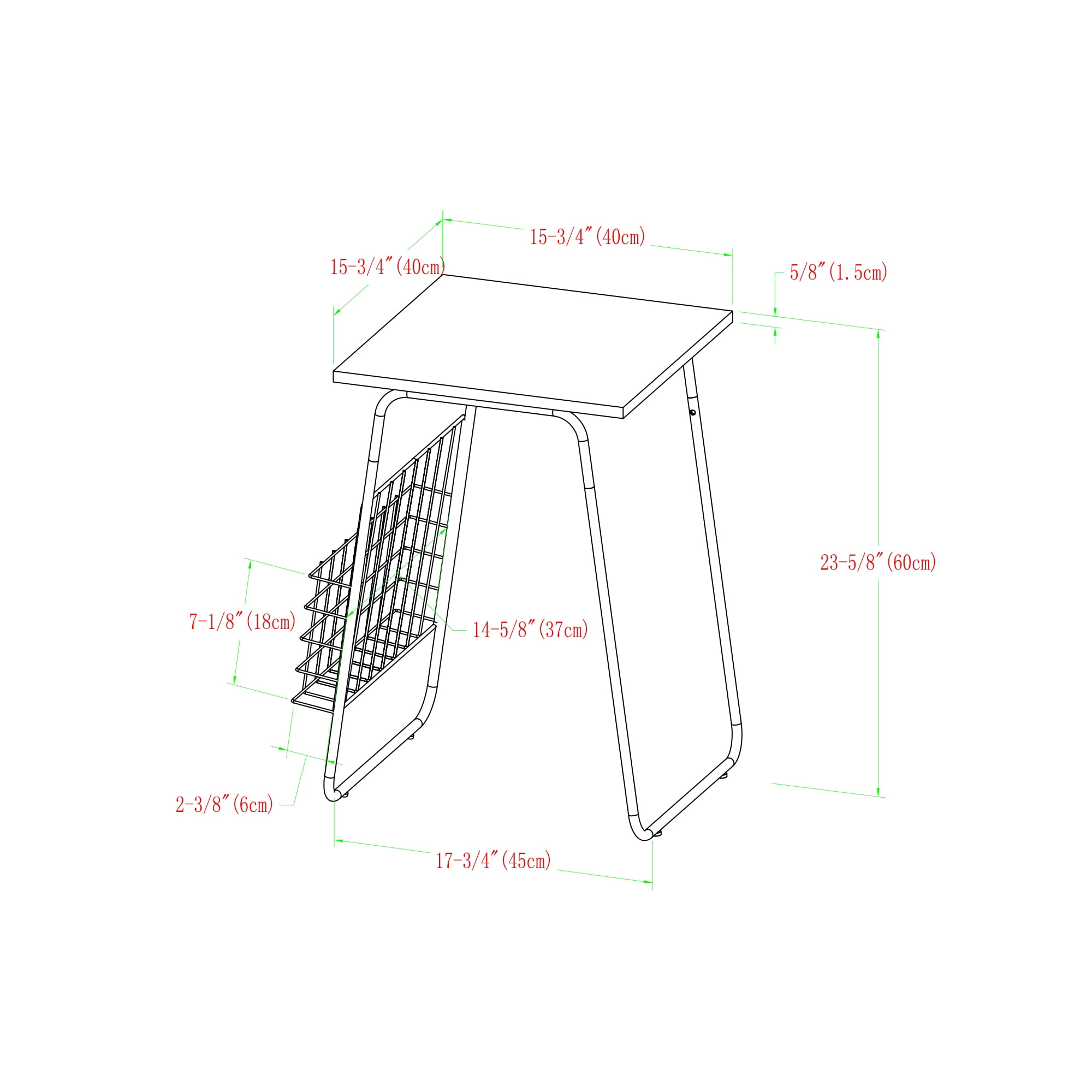 Manor Park Modern End Table with Magazine Holder, Faux Marble